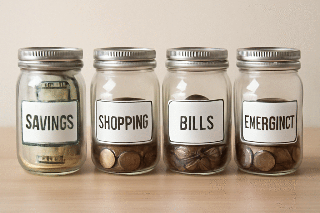 DIY money saving jars with custom labels